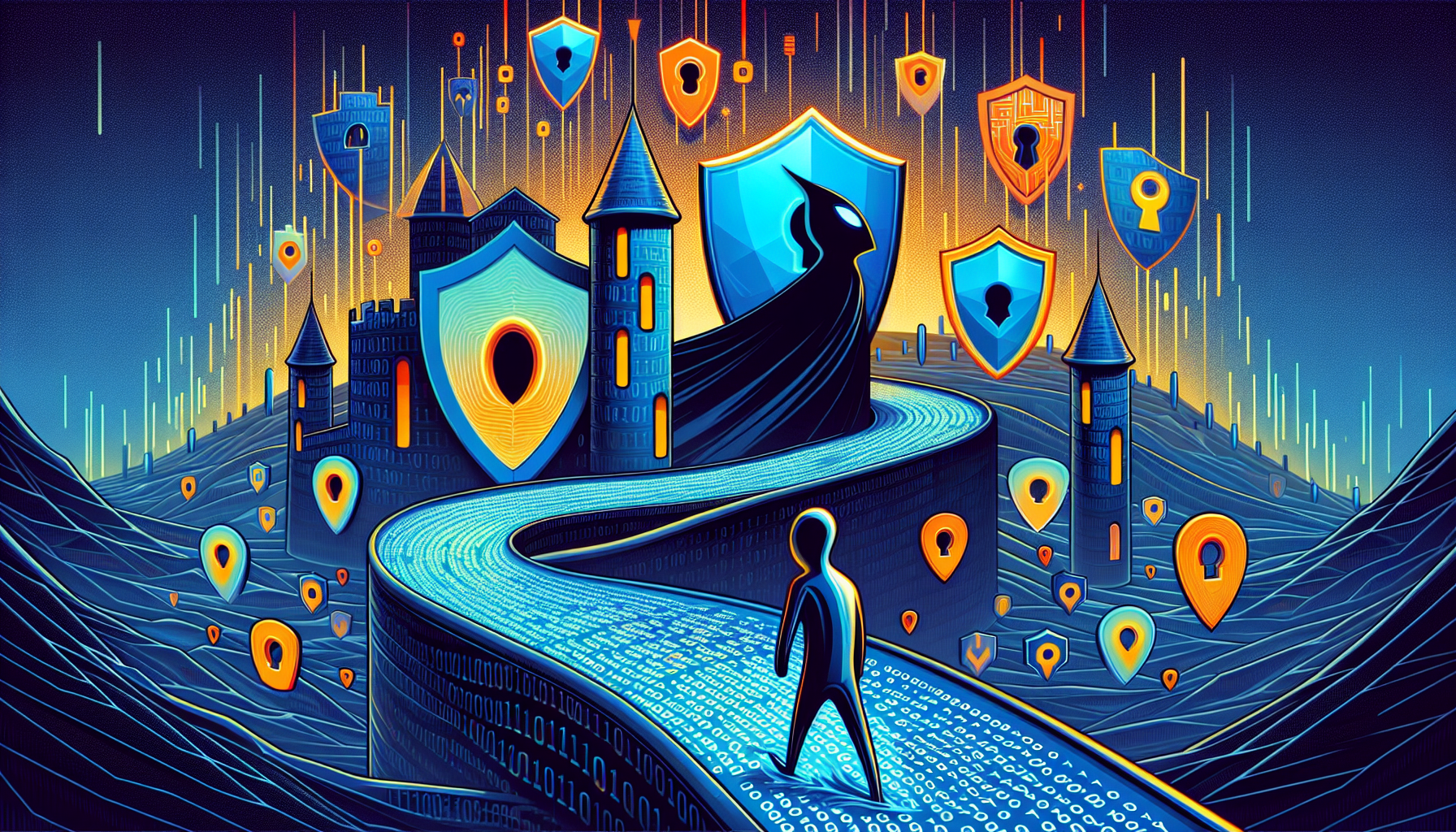 A creative depiction of Linux distributions focused on privacy and security, featuring Tails and Qubes OS.